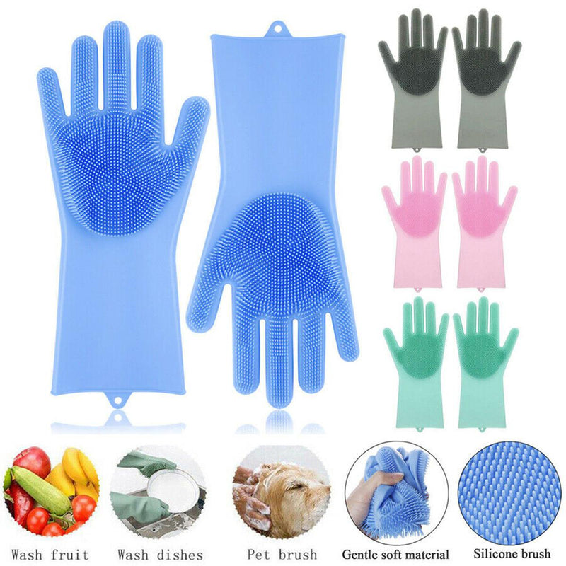 Magic Reusable Silicone Gloves with Wash Scrubber, Heat Resistant, for Cleaning, Household, Dish Washing, Washing the Car