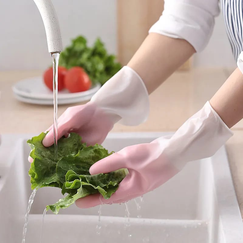 1pair Silicone Cut Resistance Dishwashing Cleaning Gloves Scrubber Dish Washing Sponge Rubber Gloves Kitchen Cleaning