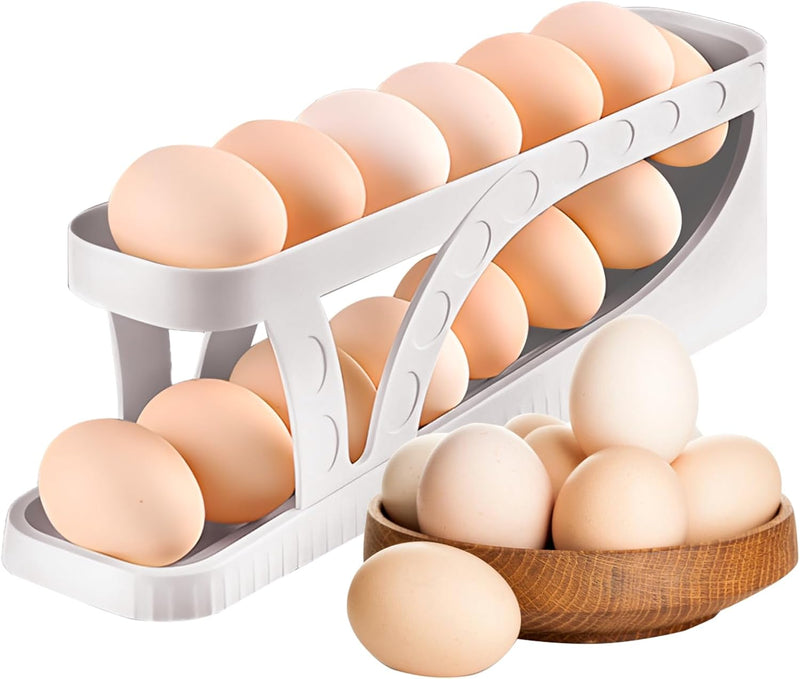 Egg Dispenser, Egg Organizer, Space Saver For Organizing Egg, 2 Tier Roller Egg Tray For Fridge, Egg Holder For Refrigerator, Egg Storage Box, Egg Storage Rack For Refrigerator, Kitchen, Cabinets And Dining Table