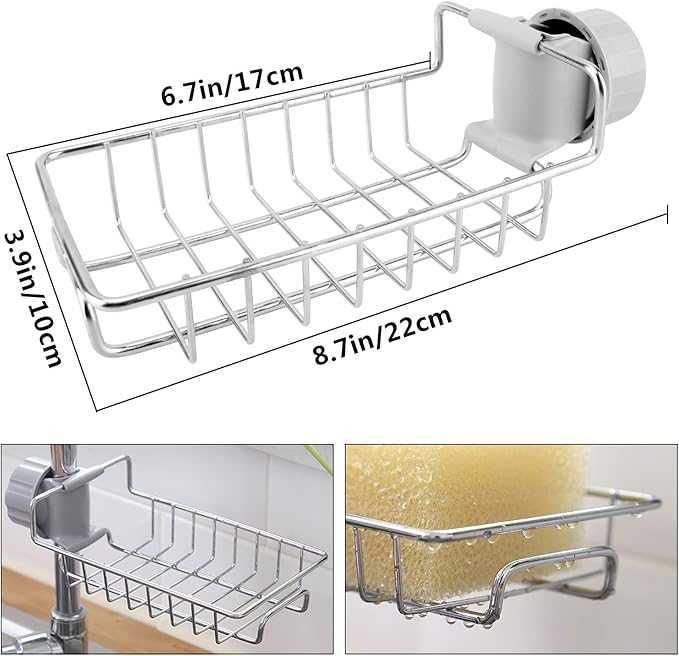 Kitchen Shelf Stainless Steel Faucet Rack Rag Drain Rack Household Kitchen Punch-free Sink Storage Rack