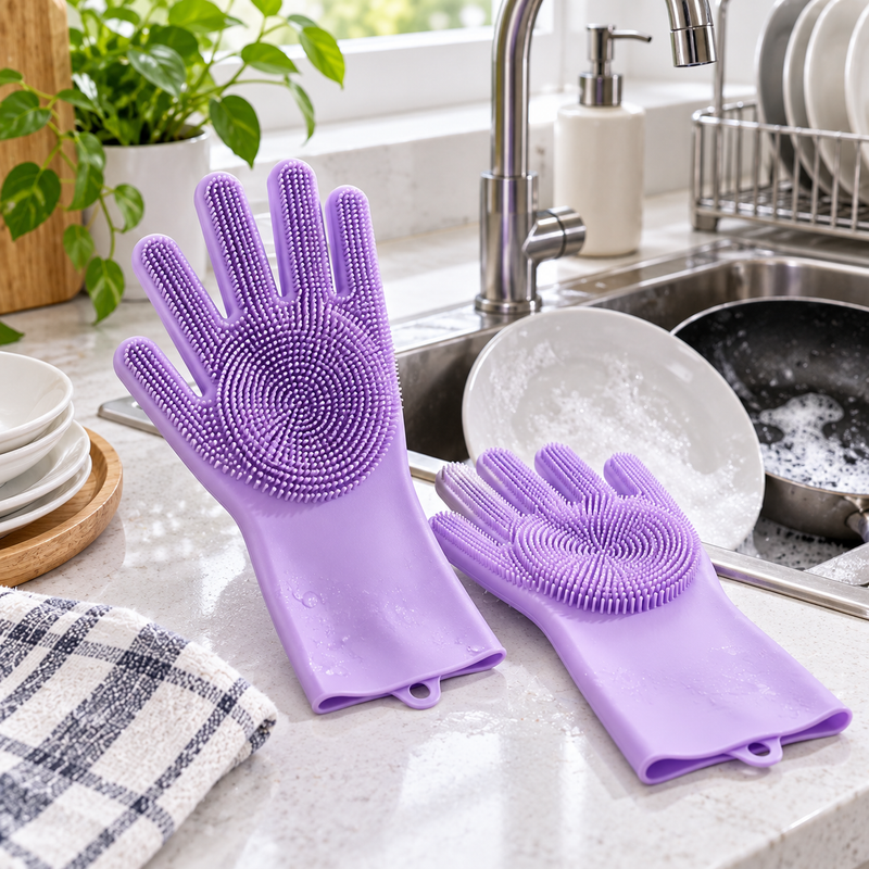 Silicone Dishwashing Scrubber Gloves