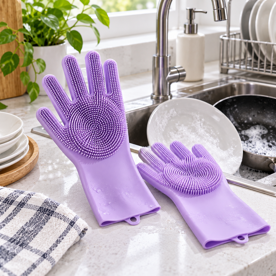 Silicone Dishwashing Scrubber Gloves