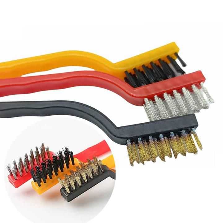 3-Piece Kitchen Cleaning Wire Brush Set – Steel, Brass & Nylon Brushes